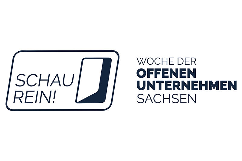 Logo der „Woche der offenen Unternehmen Sachsen — SCHAU REIN!“