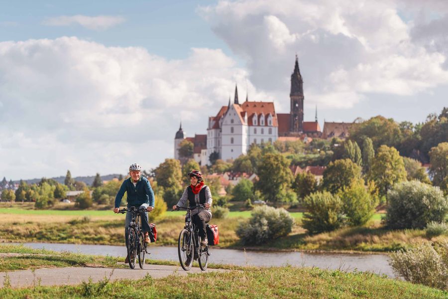 Unterwegs auf dem Elberadweg bei Meißen.