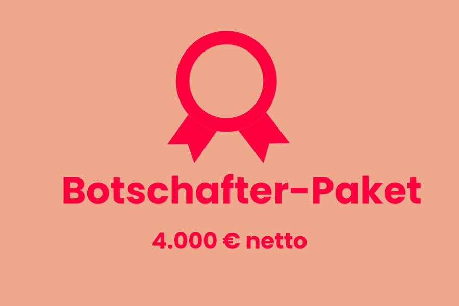 Grafik „Botschafter-Paket 4.000 € netto“ mit Rosetten-Symbol