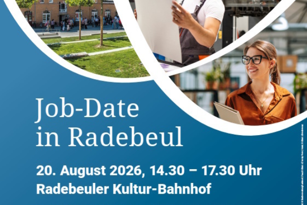Werbebild zum Job-Date in Radebeul am 20. August 2026 im Radebeuler Kultur-Bahnhof