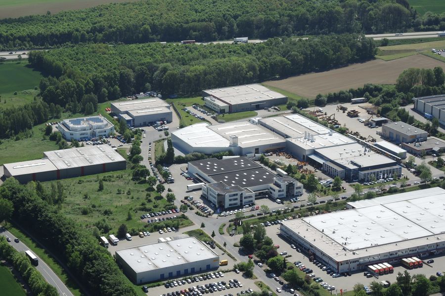 Luftaufnahme des Gewerbegebiets Klipphausen mit dem Jungheinrich-Standort
