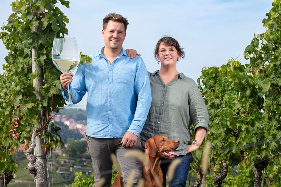 Katharina und Matthias Schuh vom Weingut Schuh in Sörnewitz