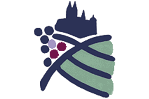 Logo des Meißner Weinfests mit Weintraube, Rebstock und Domsilhouette